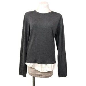 Burberry Women’s Gray Wool Sweater Long Sleeve Shirt Tail Medium